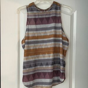 Prana Striped Muscle Tee in Purple, Gray, and Brown